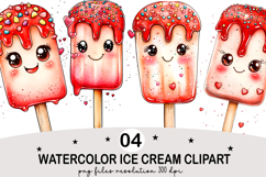 Watercolor Ice Cream Clipart Png Product Image 1
