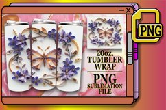 Spring Butterfly with Flowers Tumbler Wrap - 20oz Product Image 1
