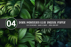 Dark Monstera Leaf Digital Paper Product Image 1