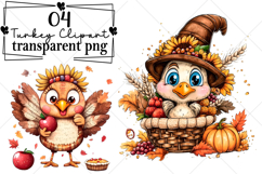 Whimsical Turkey Clipart Watercolor PNG Product Image 1