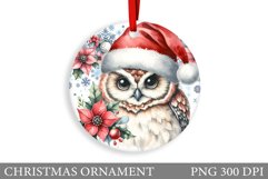 Christmas Owl Christmas Ornament. Christmas Owl Sublimation Product Image 1