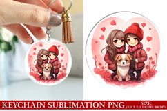 Dog Valentine&#039;s Day Keychain Sublimation PNG Design Product Image 1