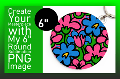 Creative Circle PNG Keychain Artwork , Flower Pattern Product Image 1