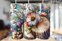 Watercolor Flower Wooden Stump Tumbler - High Quality 3Dpi Product Image 1