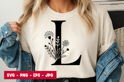 Letter L Floral Monogram SVG PNG Product Image 1