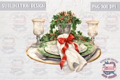 Christmas diner Mistletoe branch table Sublimation Design Product Image 1
