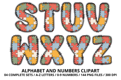 Autism Awareness Doodle Letters Puzzle Piece Alphabet PNG Product Image 4