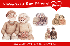 Valentine Day Elderly Couple Love Clipart PNG Product Image 1