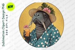 Cool Walrus Lounging With Cocktail Clipart Product Image 1