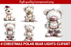 Christmas Polar Bear Lights Clipart | Cute Holiday Bear PNG Product Image 1