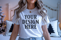 Christmas Bella Canvas 3001Silver Shirt Mockup ,Trandy Product Image 1