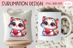 Cute cat holding a heart PNG design for Valentine's Day Product Image 2