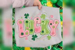 Lucky St Patricks Day PNG, Pink Green Shamrock Design Product Image 3