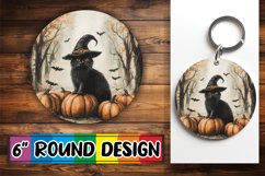 Halloween Cat Sublimation Round Design for Autumn Lovers Product Image 1