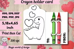 Valentine's Day dinosaur Coloring Card holder svg Product Image 1