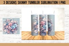 20 oz Tumbler Wrap 3D Flowers Sublimation Design PNG Product Image 4