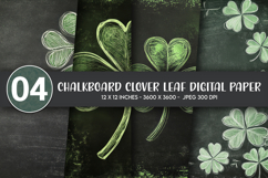 Chalkboard Clover Leaf Digital Paper Product Image 1