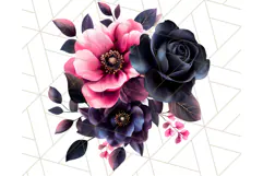 Gothic Floral PNG, Dark Aesthetic Flowers Clipart Print Product Image 4