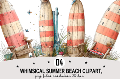 Whimsical Summer Beach Clipart Watercolor Beach Clipart Product Image 1