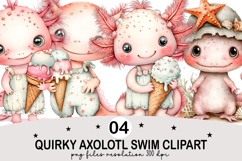 Quirky Axolotl Swim Clipart png Watercolor png Product Image 1