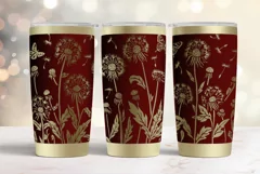 20oz Tumbler laser svg wrap| Floral Dandelions pattern Product Image 1