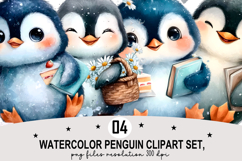 Watercolor Penguin Clipart png Whimsical Penguin Clipart Product Image 1