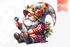 Floral Nurse Gnome Sublimation - Gnome Clipart Design Product Image 1