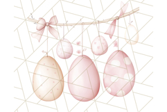 Pastel Pink Easter Bunny Egg and Flowers Clipart PNG Product Image 4