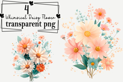 Whimsical Daisy Flower Clipart Watercolor png Product Image 1
