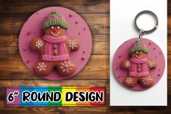 Festive 3D Gingerbread Round Design Christmas Keychain Product Image 1