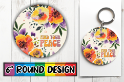 Timeless Round Keychains PNG, Flower Quote Product Image 1