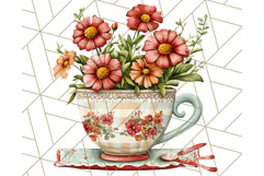 Vintage Floral Teacup Clipart PNG, Blooming Teacups Clip Art Product Image 4
