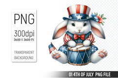 4th Of July Bunny Sublimation Clipart PNG Design Product Image 1
