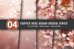 Copper Rose Bloom Digital Paper Product Image 1