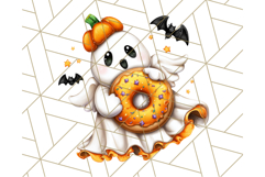 Ghost Café PNG Clipart, Cute Ghost Baristas Halloween Treats Product Image 4