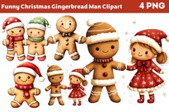Funny Christmas Gingerbread Man Clipart PNG Product Image 1