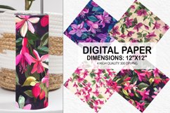 Fuchsia Flowers Pattern Digital Paper- Flowers Background Product Image 1