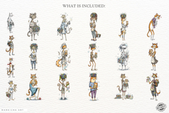 Whimsical Cat Mom With Kitten Clipart Product Image 4