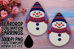 Bright Teardrop Earrings Design PNG for Printing , Snowman Product Image 1