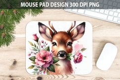 Watercolor Deer Mouse Pad Sublimation - Valentines PNG Product Image 1