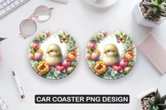 Cute Hen Car Coaster Sublimation |Animal Coaster PNG Product Image 1