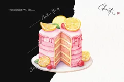 Watercolor Pink Lemonade Treats Clipart | Watercolor PNG Product Image 2