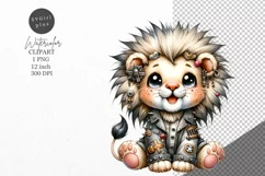 Lion clipart, Punk clipart, Cute animals clipart Product Image 1