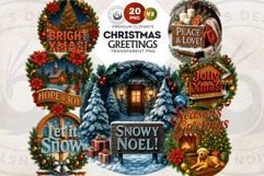 Christmas Greetings clipart PNG Set 2, Holiday Quotes wishes Product Image 1