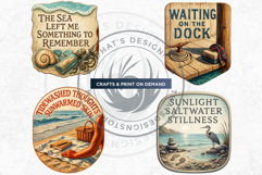 Coastline Summer Bliss PNG Set, Beach Quotes Clipart, Ocean Product Image 6