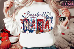 Preppy Baseball Mama Bow Glitter Png, Baseball Game Day Png Product Image 2