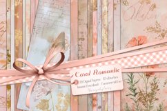 20 Coral Gold Grunge Vintage Romantic 8.5x11 Digital Papers Product Image 1