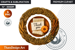 Cozy Thanksgiving greetings PNG, Grateful Quotes Clipart Product Image 1