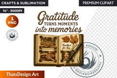 Cozy Thanksgiving greetings PNG, Grateful Quotes Clipart Product Image 1
