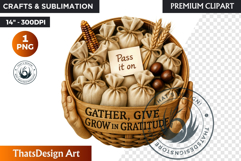 Cozy Thanksgiving greetings PNG, Grateful Quotes Clipart Product Image 1